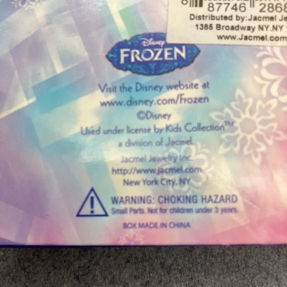 Disney Frozen Stud Earring Set Box 3 Pair Heart Crown Gem Kids Pink Purple Glam